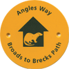Angles Way gold and green waymarker disc