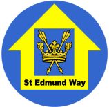 St Edmund Way blue and yellow waymarker disc logo