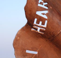 part of The Scallop by Maggi Hambling with the words 