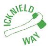 Icknield Way waymarker disc showing an ancient axe in green and white