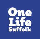 One Life Suffolk logo One Life Suffolk blue and white logo